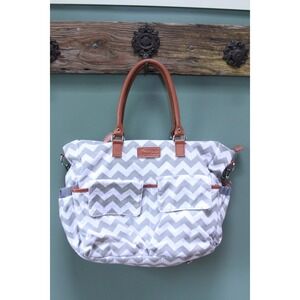 Kattee‎ Gray Chevron Diaper Bag Tote Organizer Travel Shoulder Bag